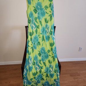 Cocktail dress, Lime & Turquoise, full length